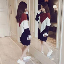 画像をギャラリービューアに読み込む, 韓国風エレガントレデイース気質長袖着痩せ効果ゆったりカジュアルニットワンピース