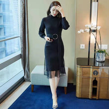 画像をギャラリービューアに読み込む, レデイースファッション無地長袖切り替えデザインスタイルコーデしやすいデートワンピース
