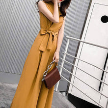 画像をギャラリービューアに読み込む, レデイースファッションVネック気質無袖無地ワイドレッグパンツハイウエスト着痩せ効果オールインワン·サロペットデートワンピース