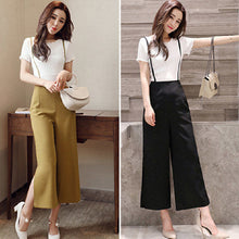 画像をギャラリービューアに読み込む, 女性ファッション合わせやすいゆったり着痩せ効果スリットサロペットワイドレッグパンツ