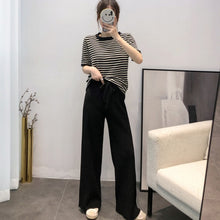 画像をギャラリービューアに読み込む, ストライプ柄半袖トップス&無地ガウチョセットアップ