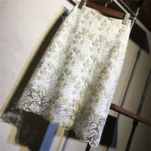 画像をギャラリービューアに読み込む, 花柄レース切り替え合わせやすいハイウエストAラインスカートボトムス
