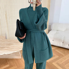 画像をギャラリービューアに読み込む, 3点セットニットカーディガン&ハイネックトップス&カジュアルパンツ着回しコーデセットアップ