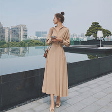 画像をギャラリービューアに読み込む, 気質アップ無地デートワンピース大振りロング丈フェミニン着痩せ
