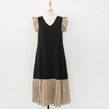 画像をギャラリービューアに読み込む, フリル裾プリーツ切り替えカジュアルロングワンピース