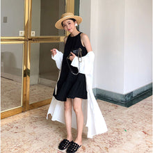 画像をギャラリービューアに読み込む, ブラック無地アームホール大人かわいいカジュアルワンピース