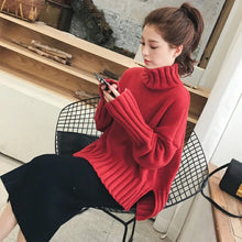 画像をギャラリービューアに読み込む, 3カラー選択ハイネック無地ニットセーター&Hライン黒ニットスカートセットアップ