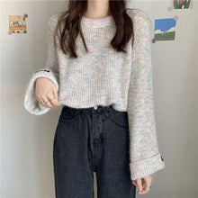 画像をギャラリービューアに読み込む, 4カラー選択韓国風無地気質長袖不規則デザインスタイルゆったりカジュアルニットセータートップス