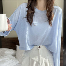 画像をギャラリービューアに読み込む, 【お得】長袖無地リゾートTシャツトップス冷房対策