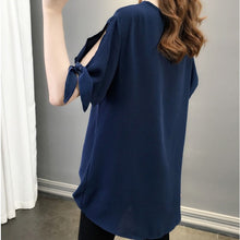 画像をギャラリービューアに読み込む, 夏新作シフォンソリッドカラー半袖ブラウストップス
