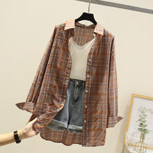 画像をギャラリービューアに読み込む, 夏新作ゆったりチェック柄カーディガンカジュアルアウター日焼け止め