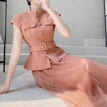 画像をギャラリービューアに読み込む, フレンチ袖トップス&メッシュプリーツスカートセットアップ