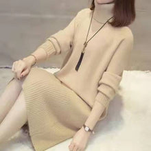 画像をギャラリービューアに読み込む, 優しい気質タートルネックゆったり着痩せ効果合わせやすいニットカジュアルワンピース