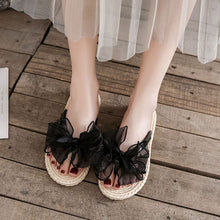 画像をギャラリービューアに読み込む, メッシュ蝶結び飾りサンダルスリッパ夏コーデシューズ