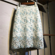 画像をギャラリービューアに読み込む, 花柄レース切り替え合わせやすいハイウエストAラインスカートボトムス