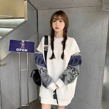 画像をギャラリービューアに読み込む, 体型カバー カジュアルジッパー付きアルファベットプリントゆったりパーカートップス