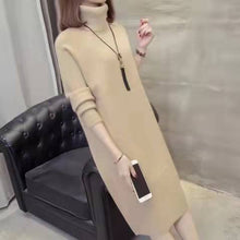 画像をギャラリービューアに読み込む, 優しい気質タートルネックゆったり着痩せ効果合わせやすいニットカジュアルワンピース