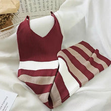 画像をギャラリービューアに読み込む, Vネックニットトップス&配色切替ノースリーブニットワンピースセットアップ