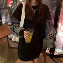 画像をギャラリービューアに読み込む, 体型カバー カジュアルジッパー付きアルファベットプリントゆったりパーカートップス