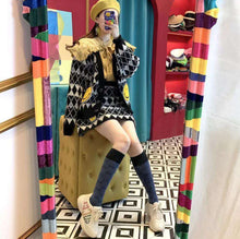 画像をギャラリービューアに読み込む, おしゃれ度UPダイヤモンド柄カーディガン&ミニスカートセットアップ