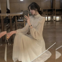 画像をギャラリービューアに読み込む, パフスリープリボンシースルー袖デートワンピース