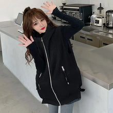 画像をギャラリービューアに読み込む, ラムフリース切替中綿ベストアウター2カラー選択フード付き