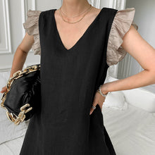 画像をギャラリービューアに読み込む, フリル裾プリーツ切り替えカジュアルロングワンピース