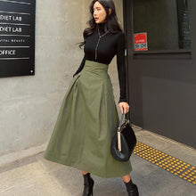 画像をギャラリービューアに読み込む, 無地気質蝶結びハイウエスト着痩せ効果ロングスイングAラインスカート