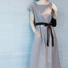 画像をギャラリービューアに読み込む, ファッションゆったり無袖気質ラウンドネックチェック柄ワンピース