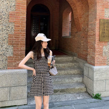 画像をギャラリービューアに読み込む, チェック柄ノースリーブベストトップス&ショートパンツセットアップ