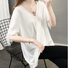 画像をギャラリービューアに読み込む, 夏新作シフォンソリッドカラー半袖ブラウストップス