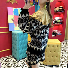 画像をギャラリービューアに読み込む, おしゃれ度UPダイヤモンド柄カーディガン&ミニスカートセットアップ