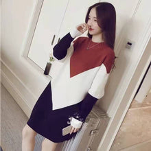 画像をギャラリービューアに読み込む, 韓国風エレガントレデイース気質長袖着痩せ効果ゆったりカジュアルニットワンピース