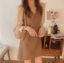 画像をギャラリービューアに読み込む, 大人可愛いVネックカシュクールエレガント着痩せ切り替えデートワンピース