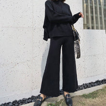 画像をギャラリービューアに読み込む, 2COLORS秋冬無地ハイネックセーター&合わせやすいロングパンツセットアップ