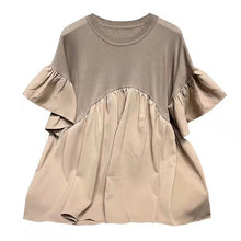 画像をギャラリービューアに読み込む, フリル裾切り替えトランペットスリーブコーデしやすいゆったりシャツ・ブラウストップス