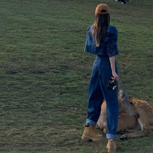 画像をギャラリービューアに読み込む, デニムコートショートタイプ&カジュアルデニムパンツジーンパンツセットアップけだるい風