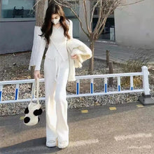 画像をギャラリービューアに読み込む, 不規則デザインスタイルニットセータートップス&無地ゆったりニットワイドレッグパンツセットアップ