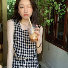 画像をギャラリービューアに読み込む, チェック柄ノースリーブベストトップス&ショートパンツセットアップ
