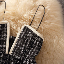 画像をギャラリービューアに読み込む, 三点セット2カラーチェック柄ベスト&無地ニットトップス&合わせやすいスカートセットアップ