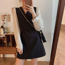 画像をギャラリービューアに読み込む, 大人可愛いVネックカシュクールエレガント着痩せ切り替えデートワンピース