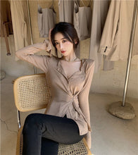 画像をギャラリービューアに読み込む, ギャザー不規則デザインTシャツ3カラー選択トップス