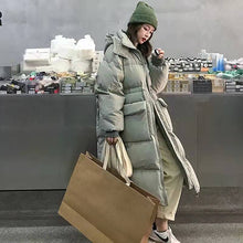 画像をギャラリービューアに読み込む, ゆったりコーデしやすい無地レデイースファッション暖かいロングダウンジャケット