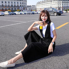 画像をギャラリービューアに読み込む, 無地気質半袖Tシャツ・ブラウス&ブラック無地オールインワンサロペット