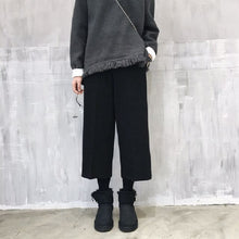 画像をギャラリービューアに読み込む, 秋冬無地カジュアル合わせやすいラシャ着痩せハイウエストパンツ