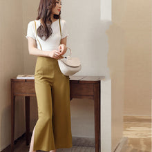 画像をギャラリービューアに読み込む, 女性ファッション合わせやすいゆったり着痩せ効果スリットサロペットワイドレッグパンツ
