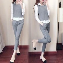 画像をギャラリービューアに読み込む, 白シャツ&ベスト&カジュアルパンツ3点セットアップ