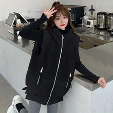 画像をギャラリービューアに読み込む, ラムフリース切替中綿ベストアウター2カラー選択フード付き