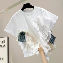 画像をギャラリービューアに読み込む, 不規則フリル裾切り替えデザインスタイル半袖コーデしやすいTシャツトップス