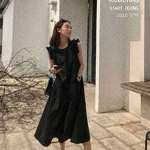 画像をギャラリービューアに読み込む, フリル裾無袖オールインワン無地シンプルジャンプスーツオールインワン